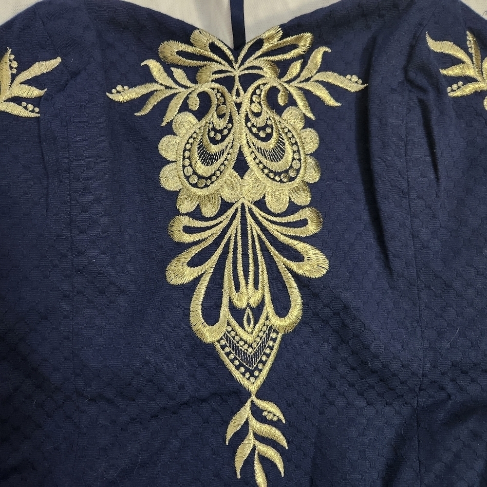 Lilly Pulitzer Demi convertible dress navy embroidered glam size 10 - Picture 9 of 12